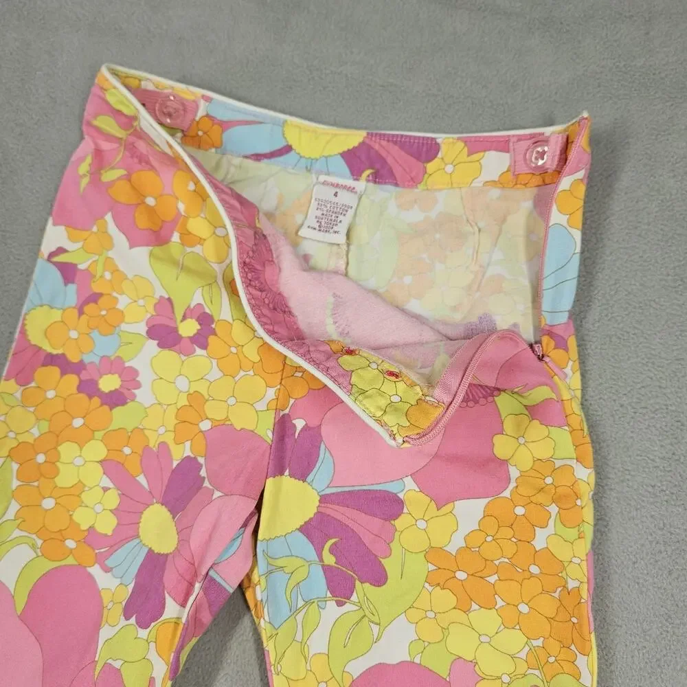 Vintage Gymboree SUNSHINE DAYDREAMS Pants Girls 4 Floral Pink Y2K Hippie‎